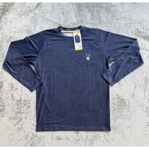 Spyder Swim Men's Long Sleeve Tee Rash Guard Shirt Dark Blue, S